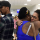 Waritza Alejandro embraces her mother-in-law before boarding a flight to Tampa with her husband and daughter in Puerto Rico November 8, 2017. Photo: AP